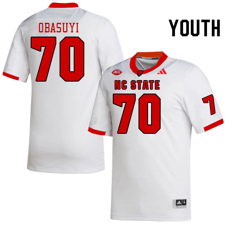 Youth #70 Obadiah Obasuyi NC State Wolfpack College Football Jerseys Stitched-White